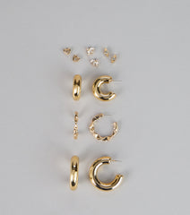 Polished Perfection Hoop And Stud Earring Set