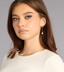 Charm Me Bow Dangle Pearl Earrings