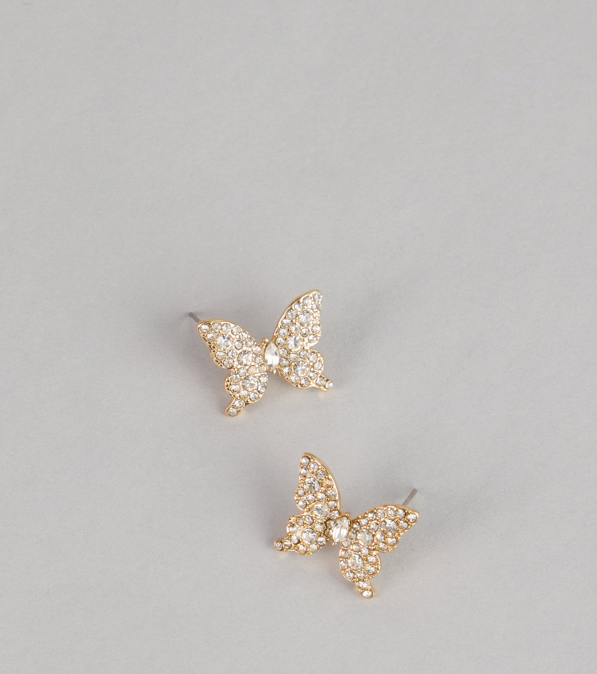 Dreamy Flutter Rhinestone Butterfly Stud Earrings