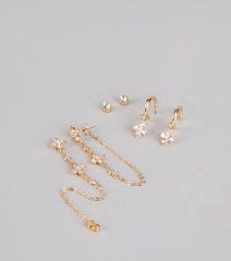 Shine On Repeat Rhinestone Three-Pack Earring Set