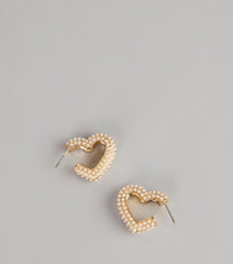 Love Notes Faux Pearl Heart Earrings
