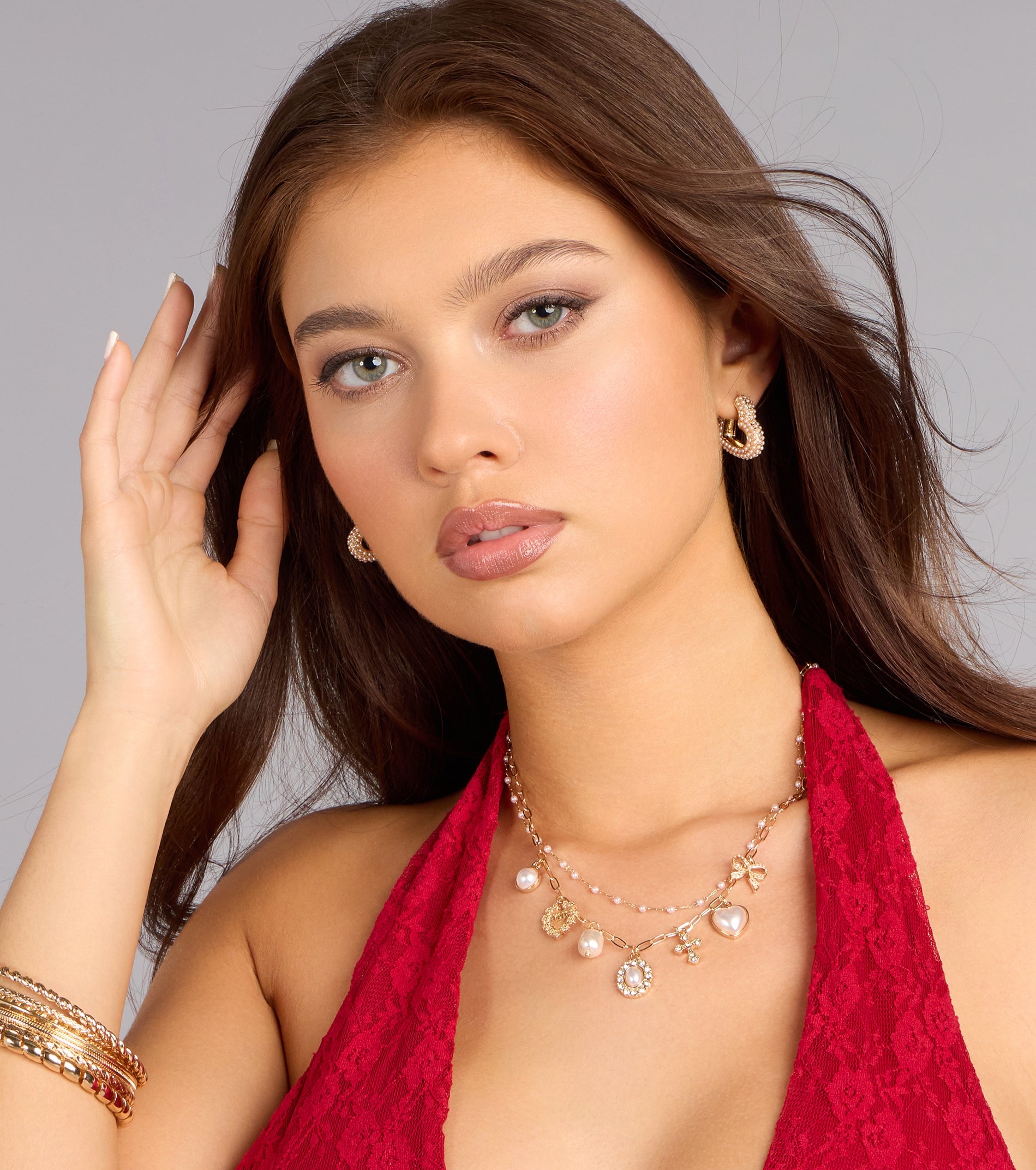Love Notes Faux Pearl Heart Earrings
