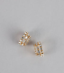 Double Glam Rhinestone Hoop Earrings