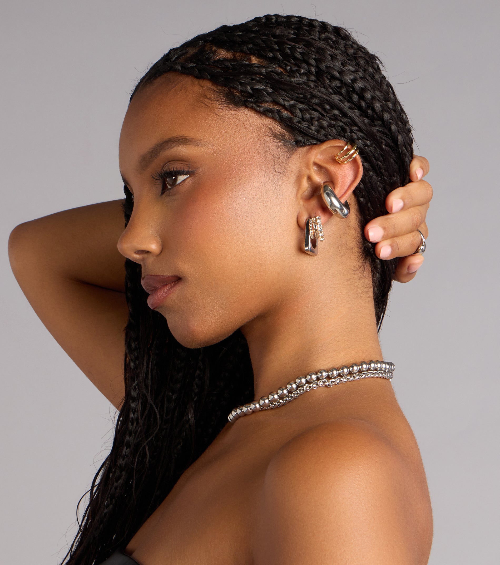 Double Glam Rhinestone Hoop Earrings