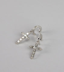 Glimmer Grace Rhinestone Cross Huggies