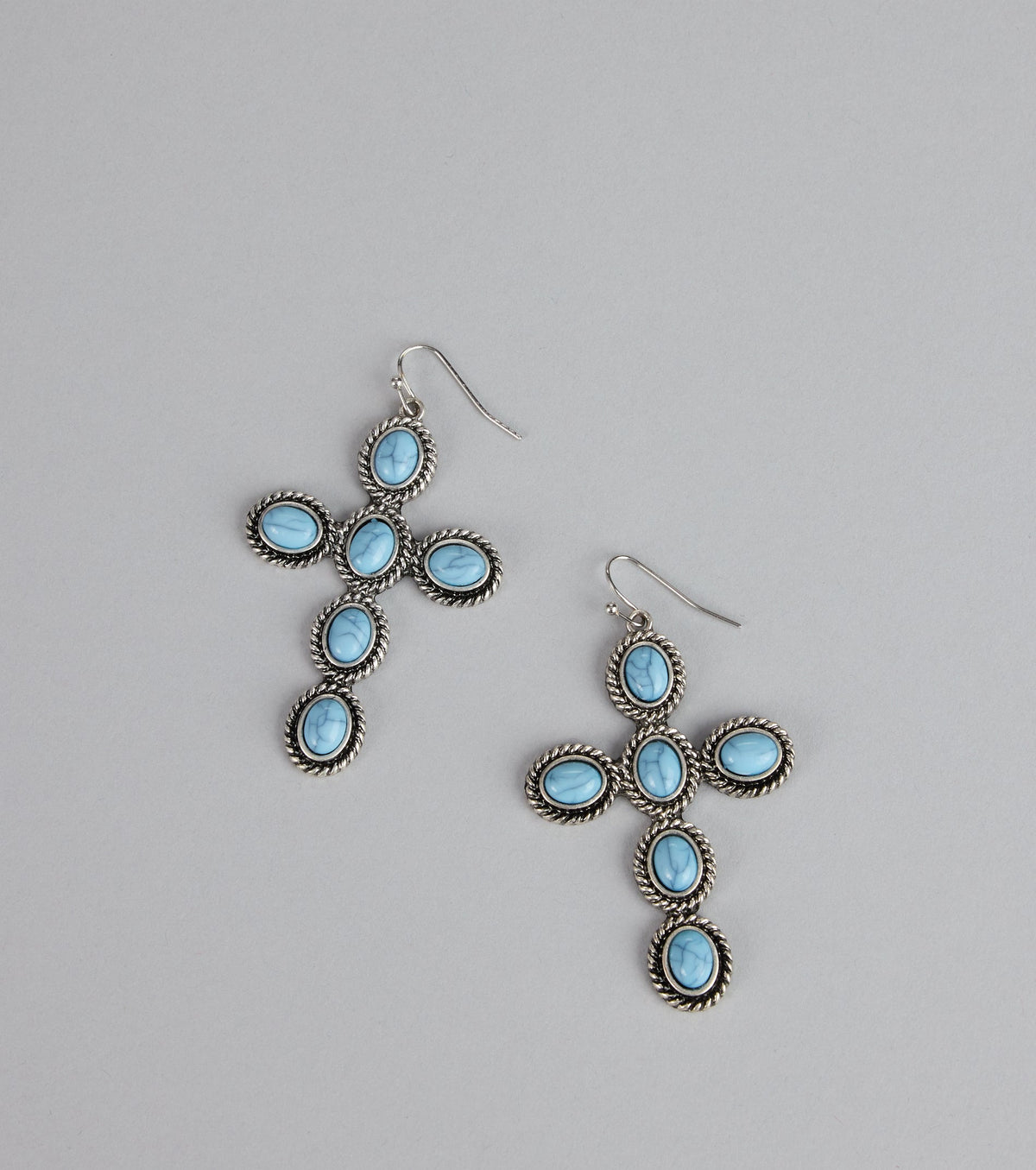 Wild Heart Stone Cross Earrings