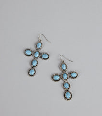 Wild Heart Stone Cross Earrings