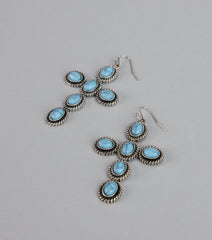 Wild Heart Stone Cross Earrings