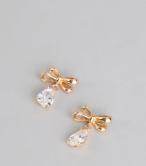 Extra Sweet Rhinestone Bow Drop Earrings