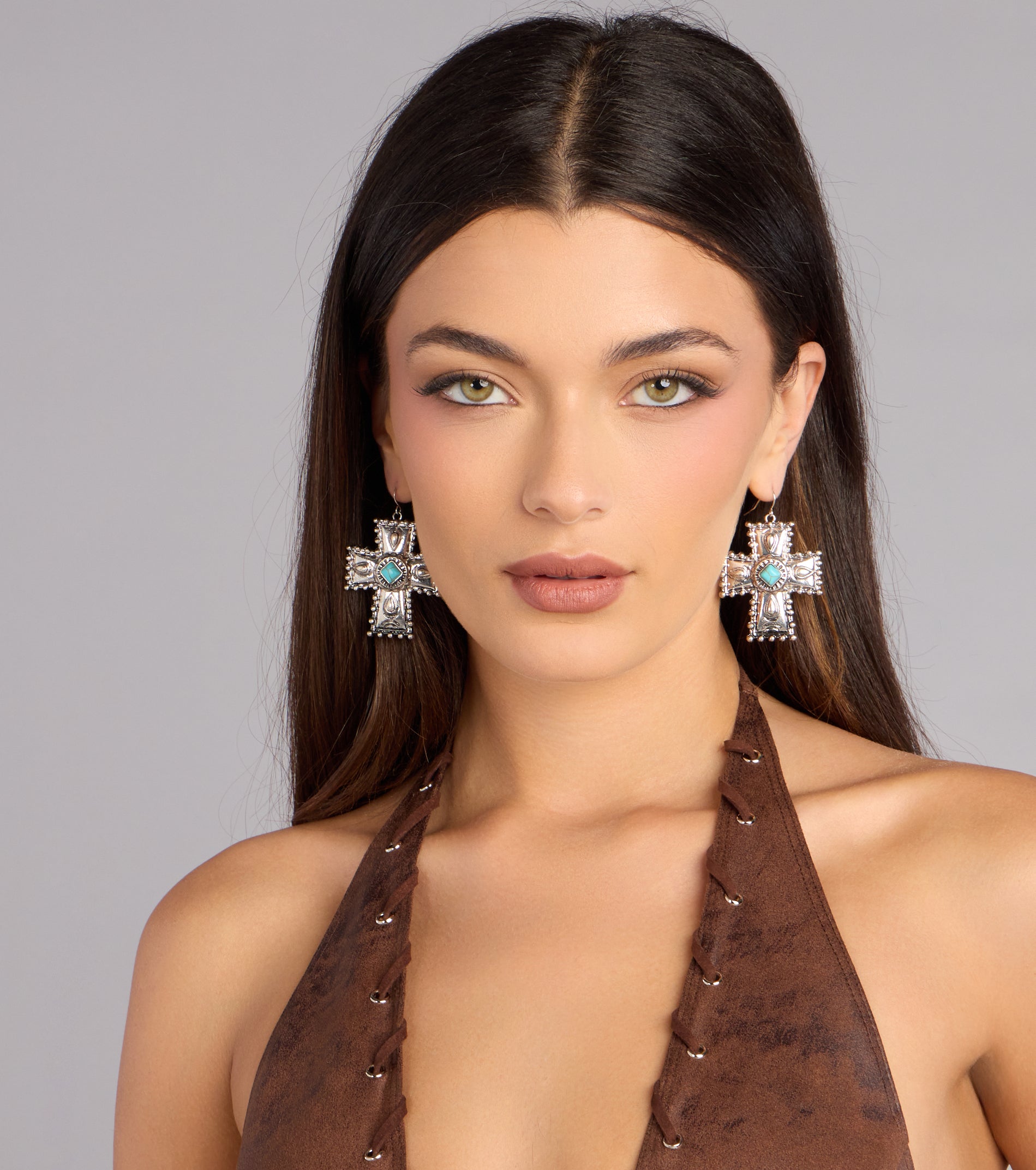 Desert Charm Cross Earrings