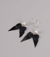 Charmed Details Pearl Bow Stud Earrings Set