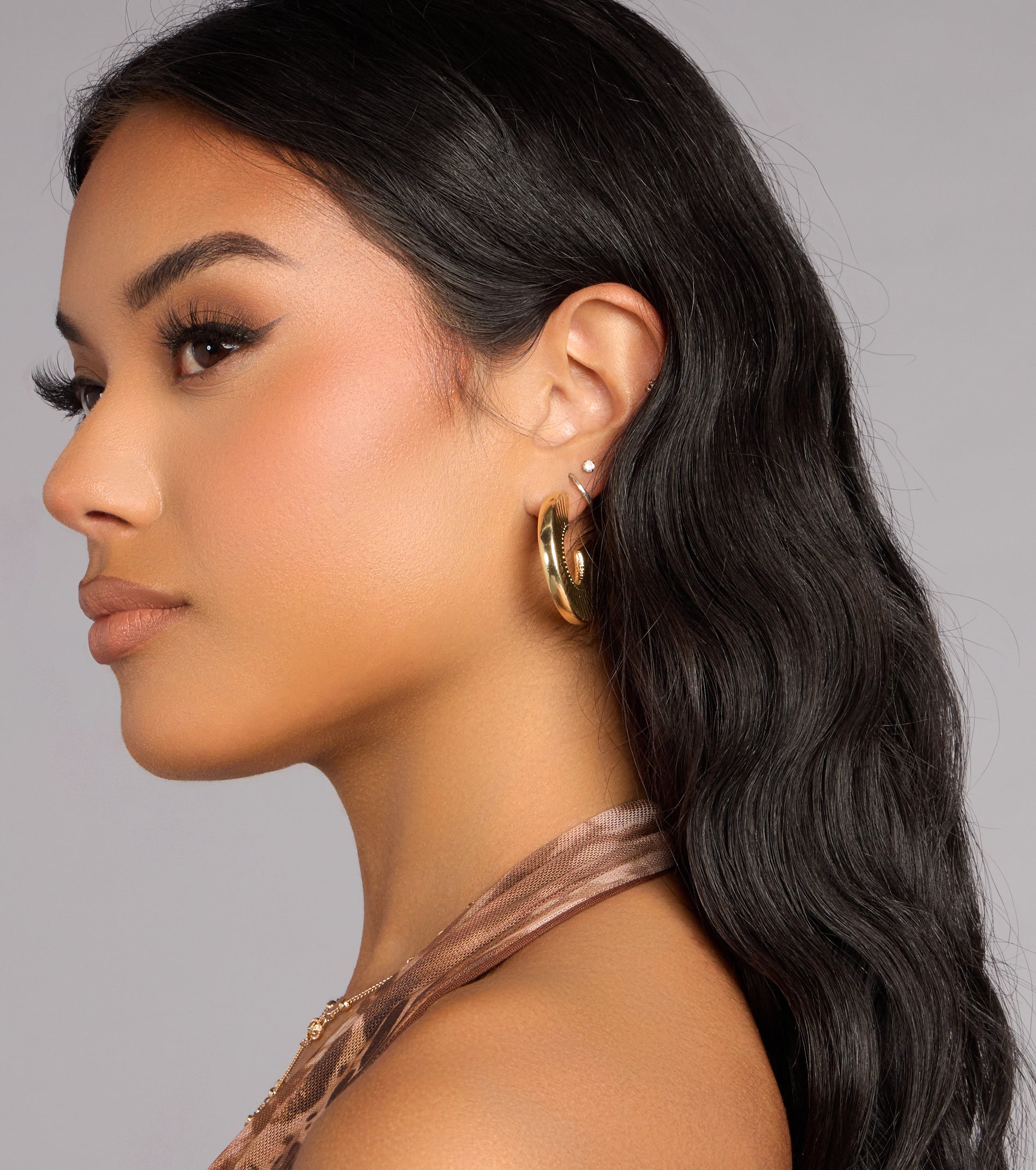 All The Angles Textured Hoop Earrings