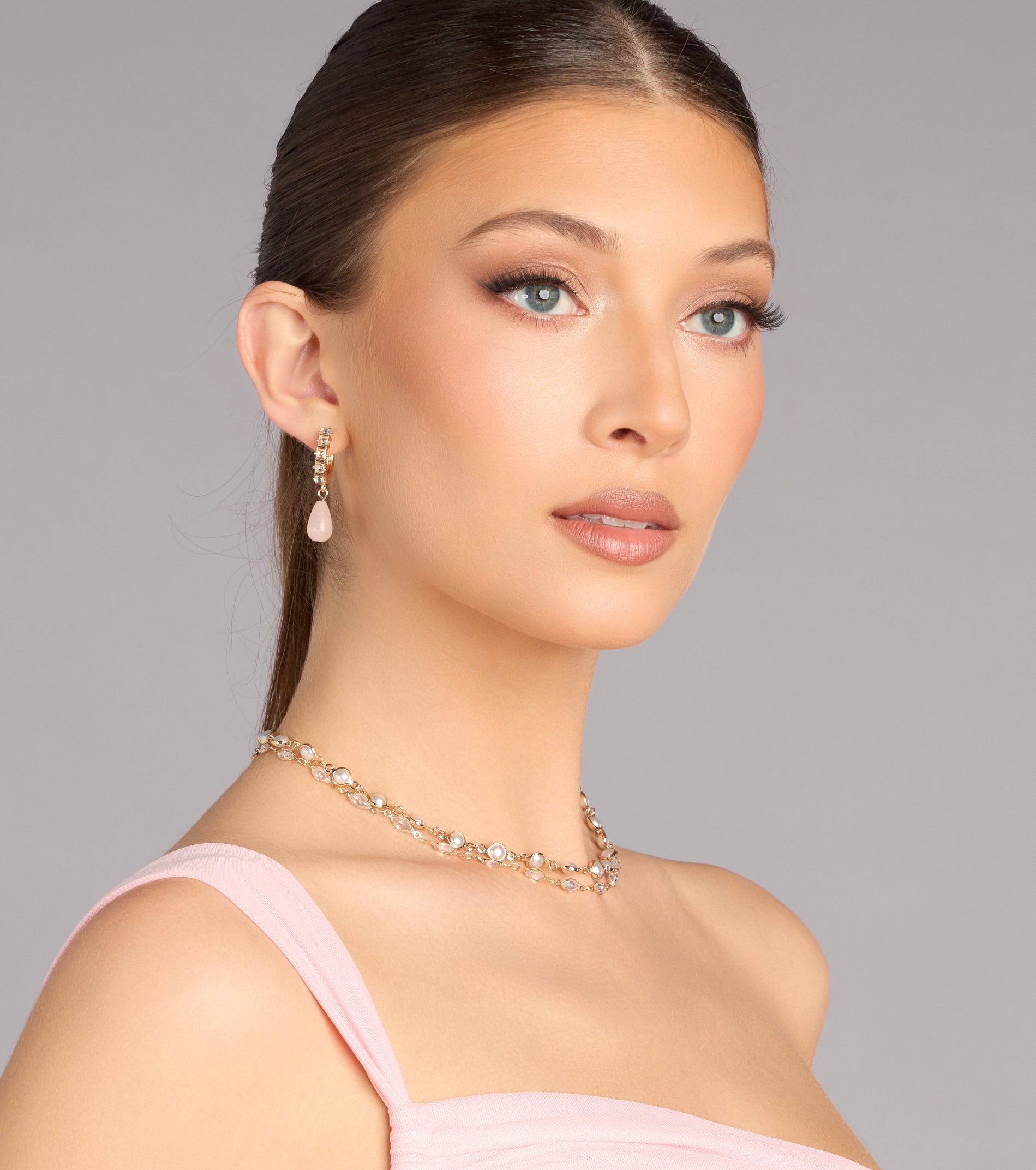 Soft Glam Sparkle Drop Huggie Earrings
