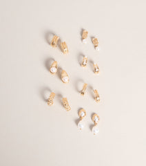 Chic Stack Pearl Seven-Pack Earrings Set