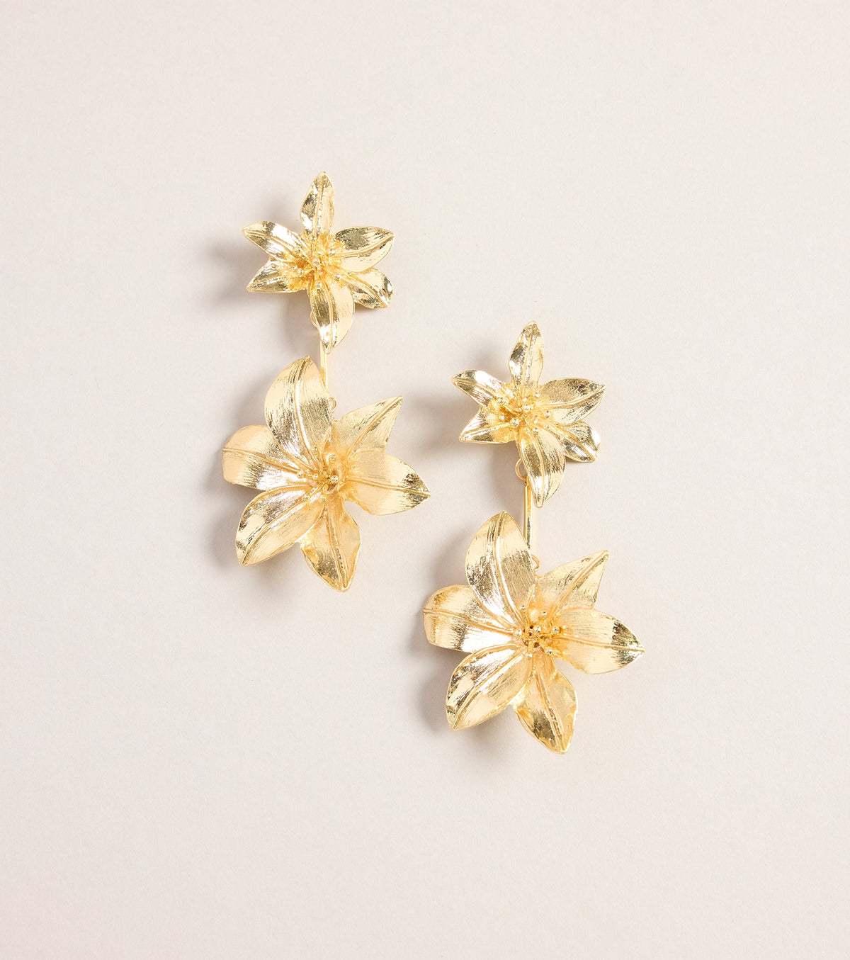 Sculpted Drama Flower Statement Linear Earrings