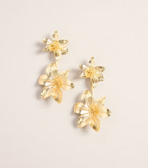 Sculpted Drama Flower Statement Linear Earrings