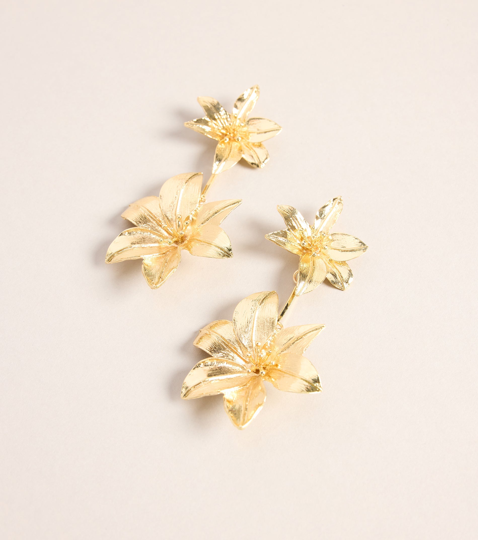 Sculpted Drama Flower Statement Linear Earrings