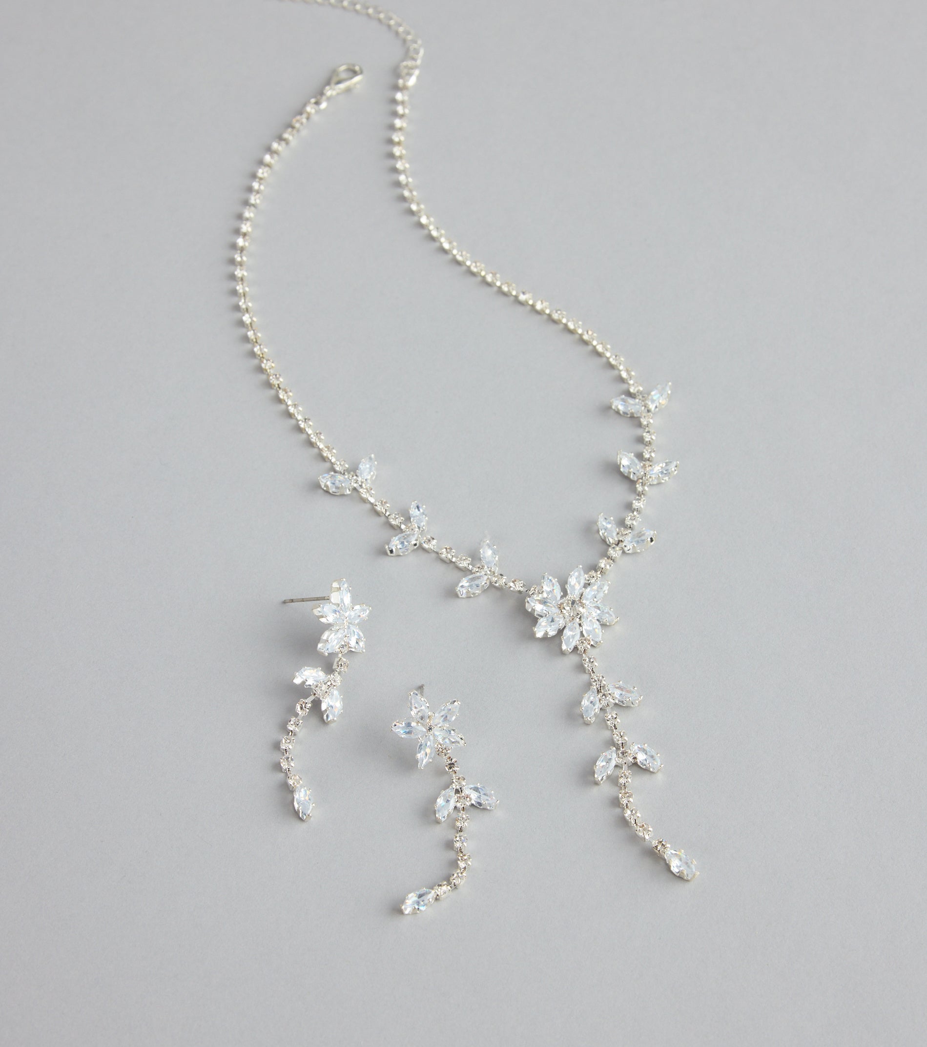 Starlet Bloom Rhinestone Necklace And Earrings Set