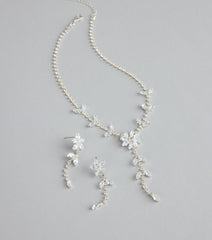 Starlet Bloom Rhinestone Necklace And Earrings Set