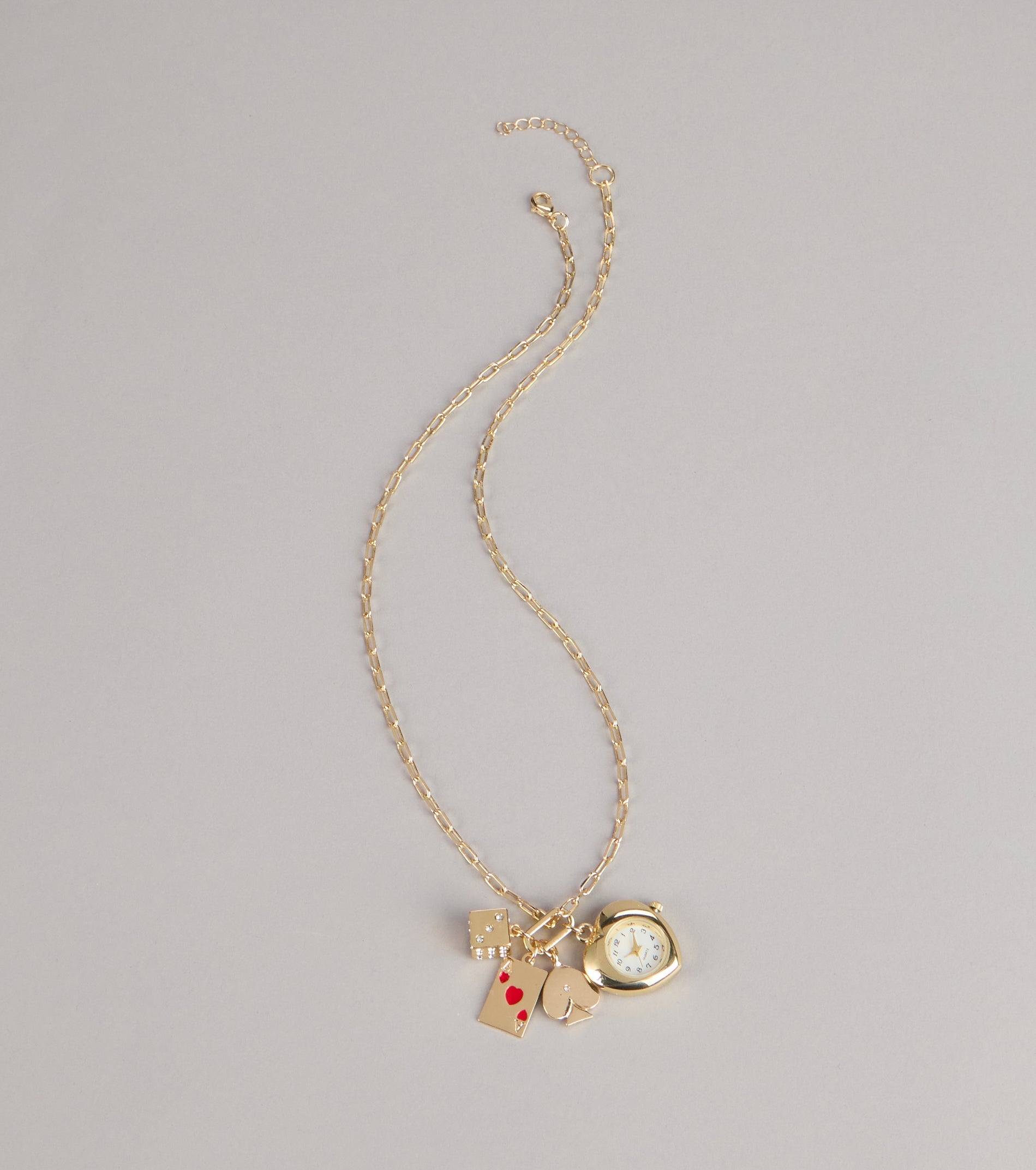Lucky Timing Watch Charm Statement Necklace