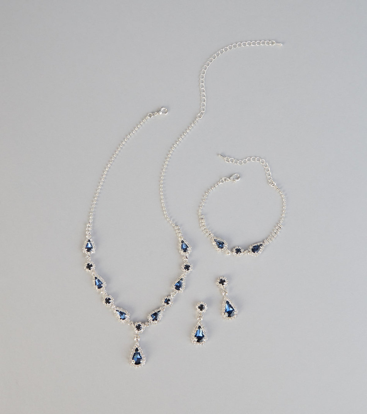 Sapphire Shine Necklace And Earrings Set