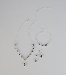 Sapphire Shine Necklace And Earrings Set