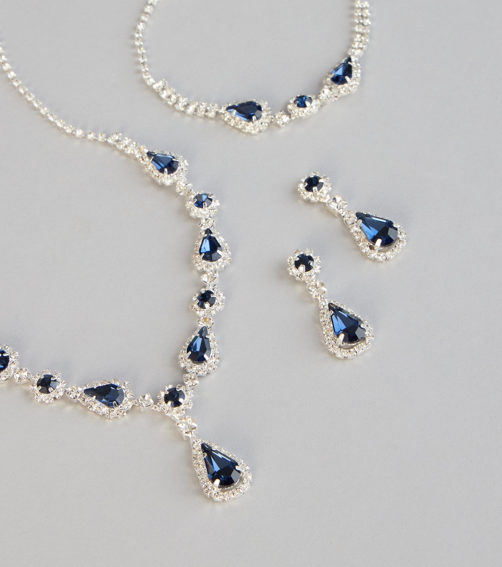 Sapphire Shine Necklace And Earrings Set
