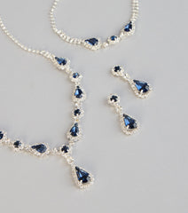Sapphire Shine Necklace And Earrings Set