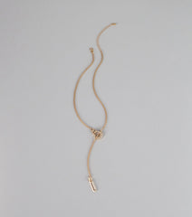Glimmer Cue Rhinestone Lariat Necklace