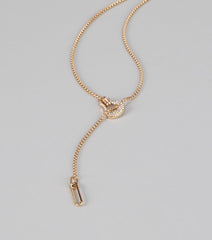 Glimmer Cue Rhinestone Lariat Necklace