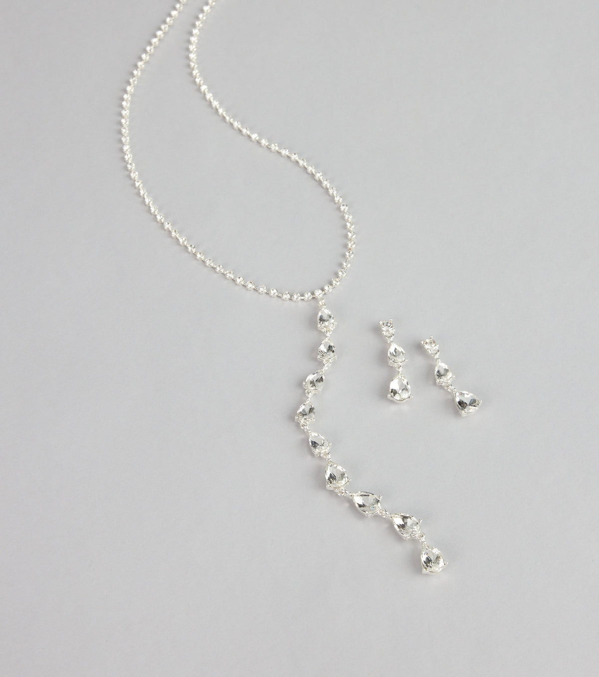 Crystal Drip Necklace And Earrings Set