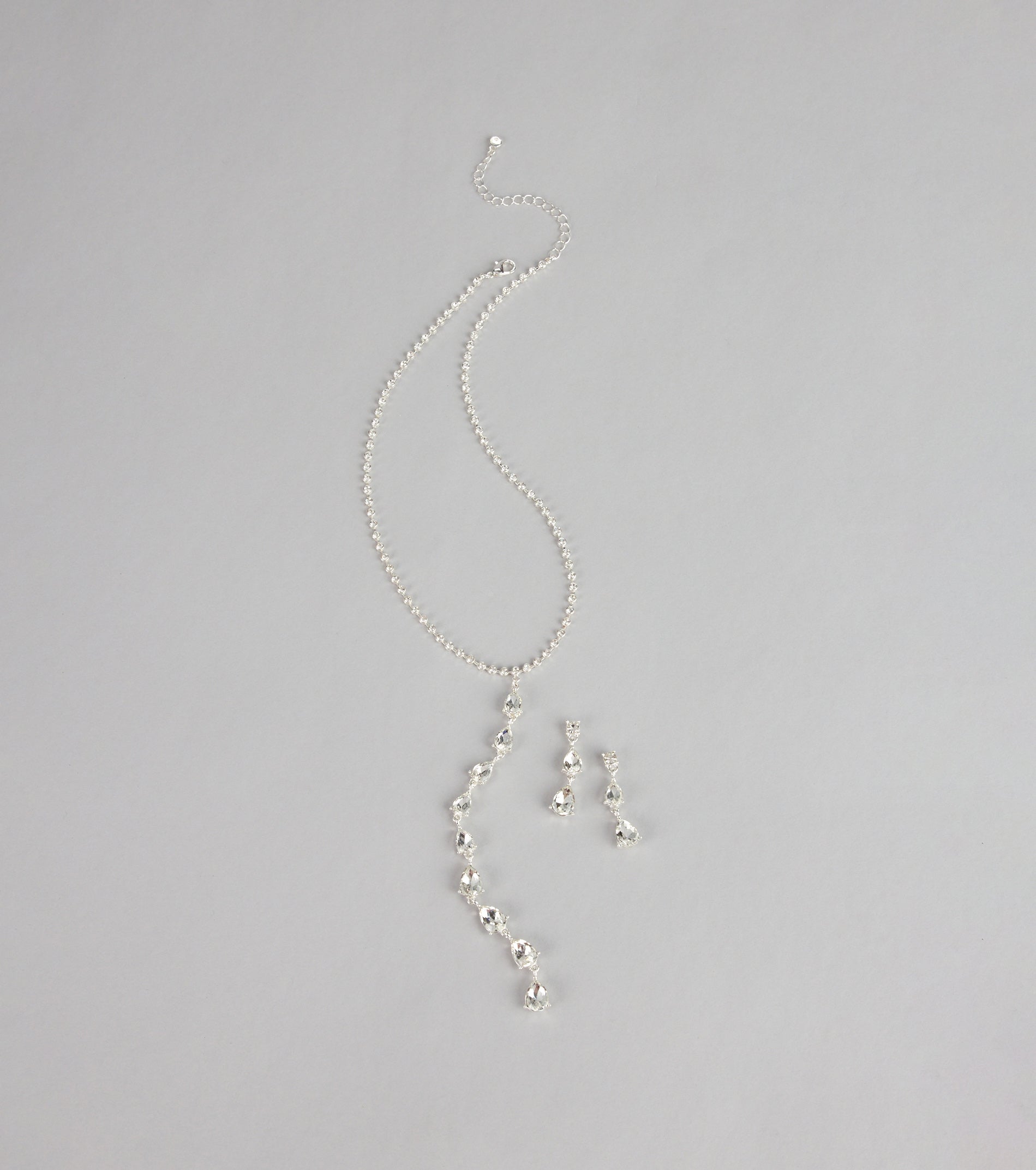 Crystal Drip Necklace And Earrings Set