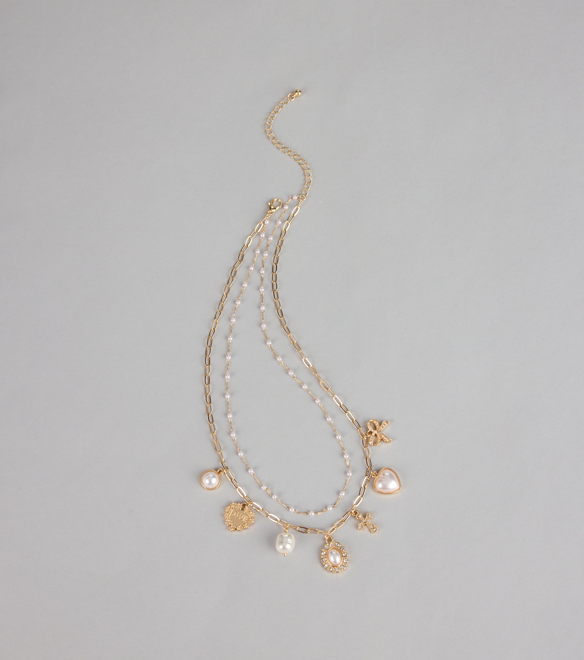 Pearly Keepsakes Layered Charm Necklace