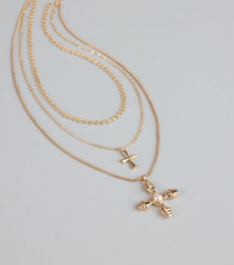 Divine Drip Layered Cross Necklace