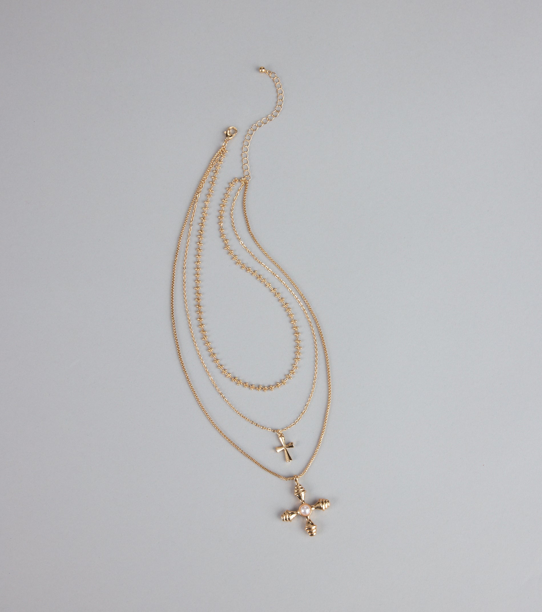 Divine Drip Layered Cross Necklace