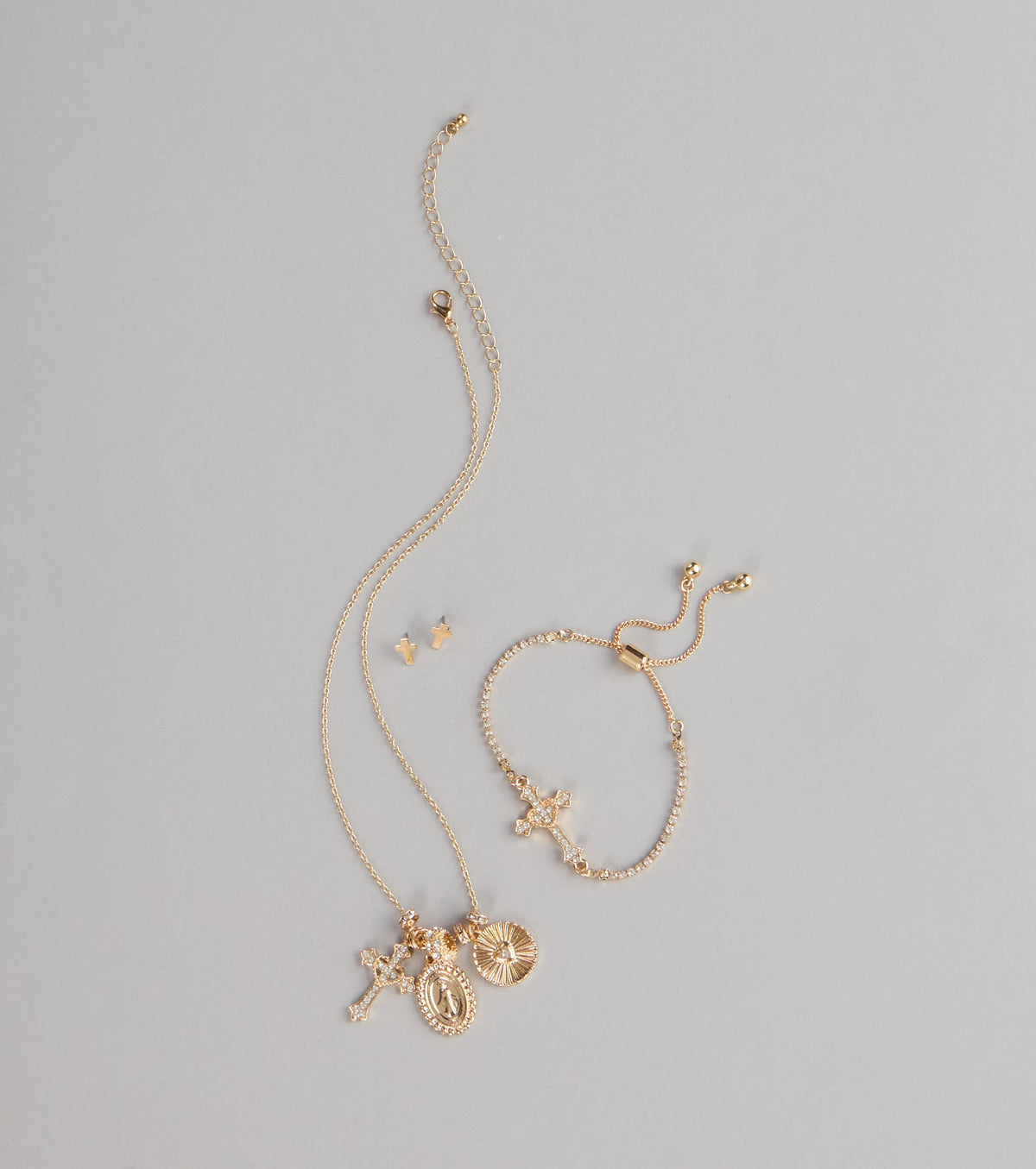 Golden Blessings Charm Layered Necklace Set