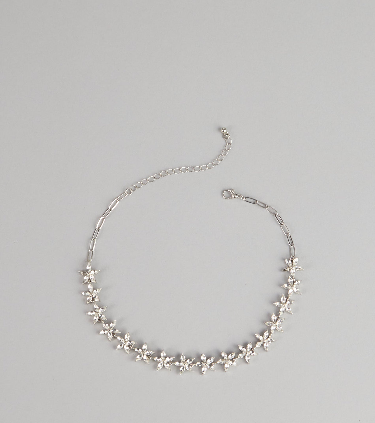 Floral Glow Rhinestone Chain Necklace