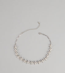 Floral Glow Rhinestone Chain Necklace