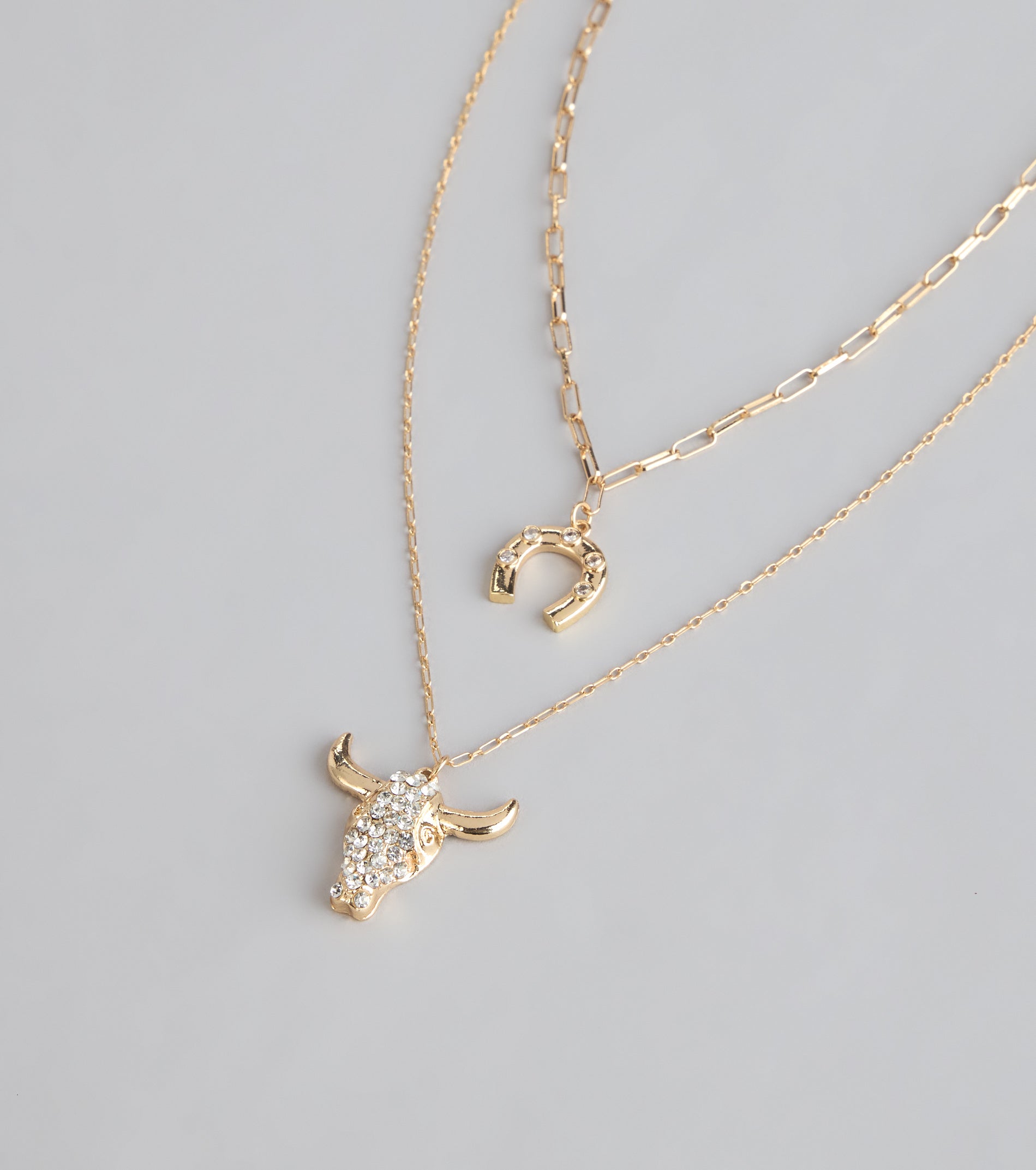 Rodeo Glow Skull And Horseshoe Necklace