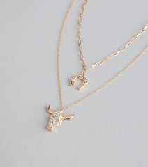 Rodeo Glow Skull And Horseshoe Necklace