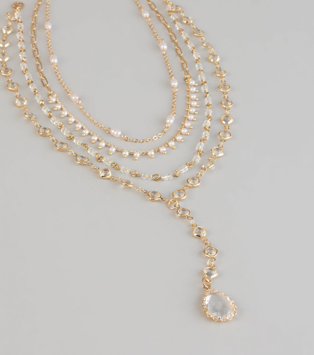 Stacked Shine Crystal Beaded Layered Necklace