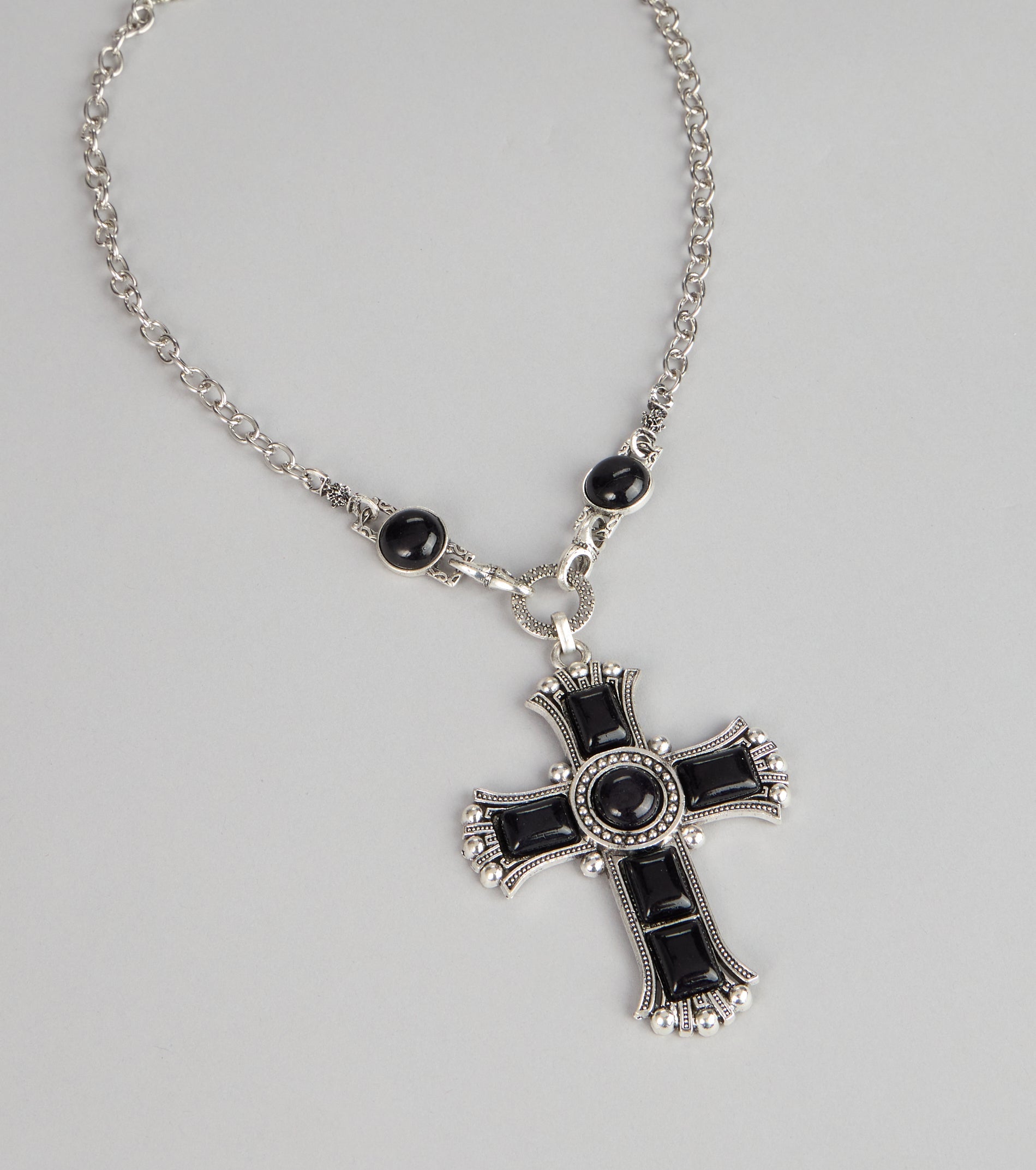 Bold Details Cross Statement Necklace