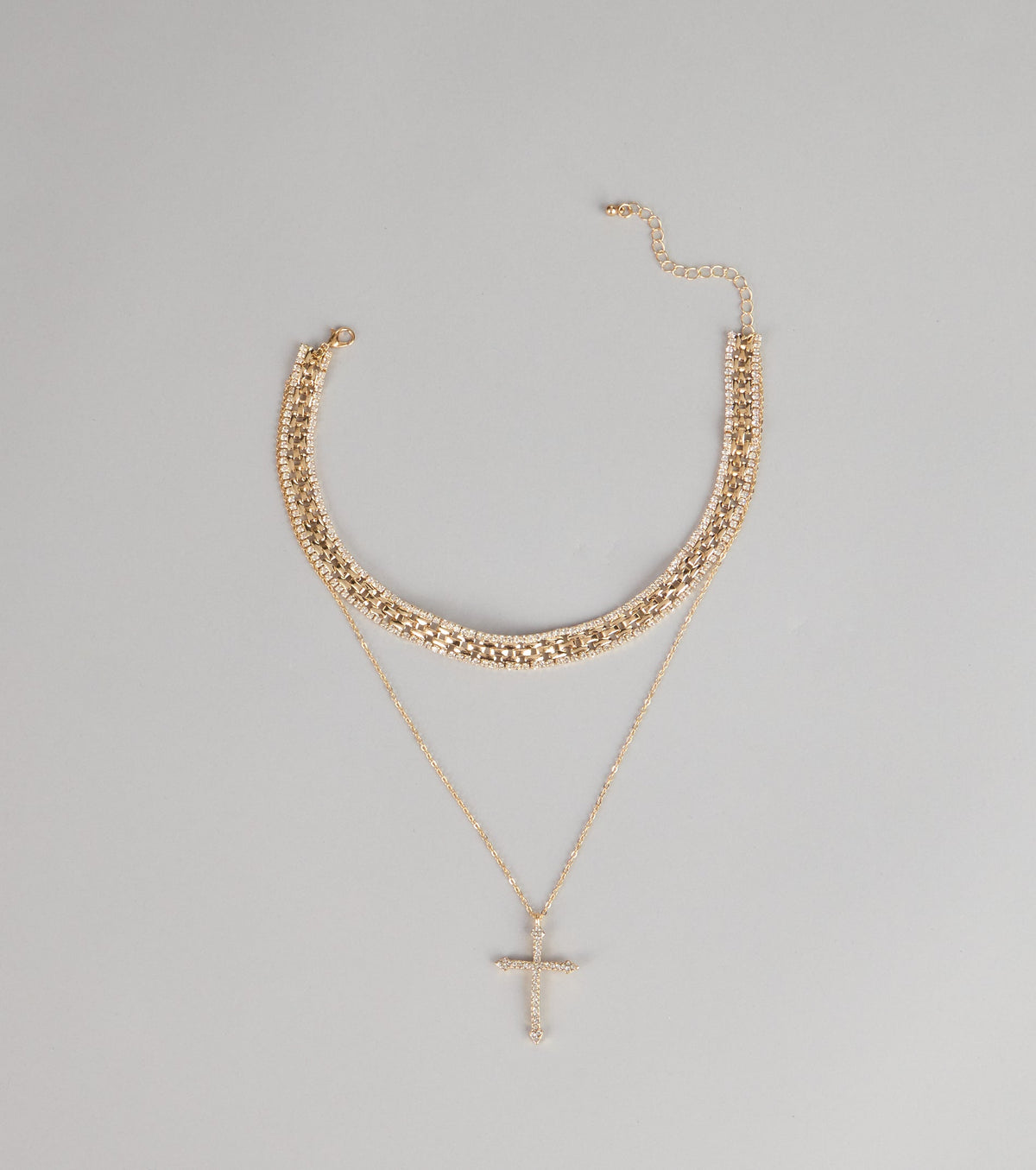Statement Balance Layered Cross Necklace