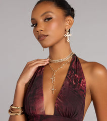 Statement Balance Layered Cross Necklace
