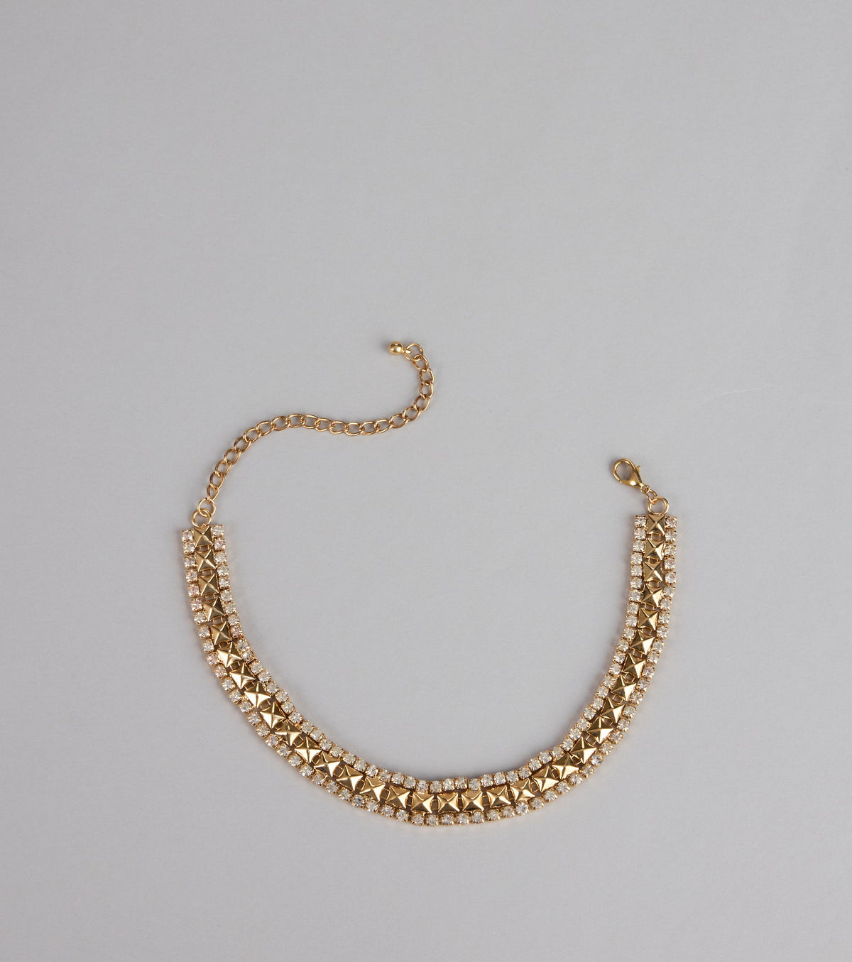 Two Times The Shine Rhinestone Stud Choker