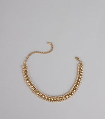 Two Times The Shine Rhinestone Stud Choker