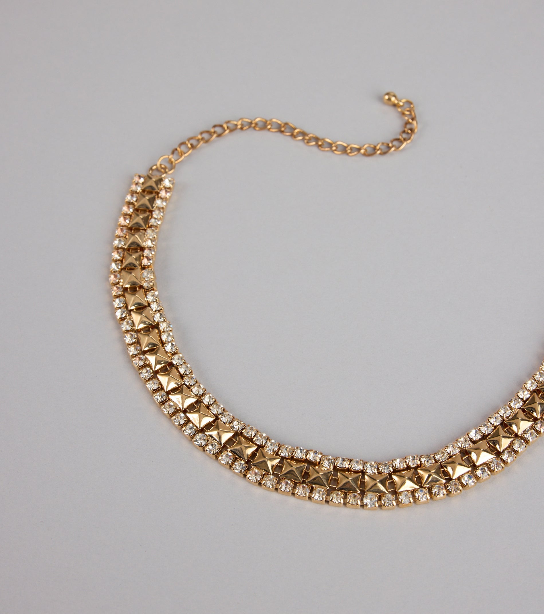 Two Times The Shine Rhinestone Stud Choker