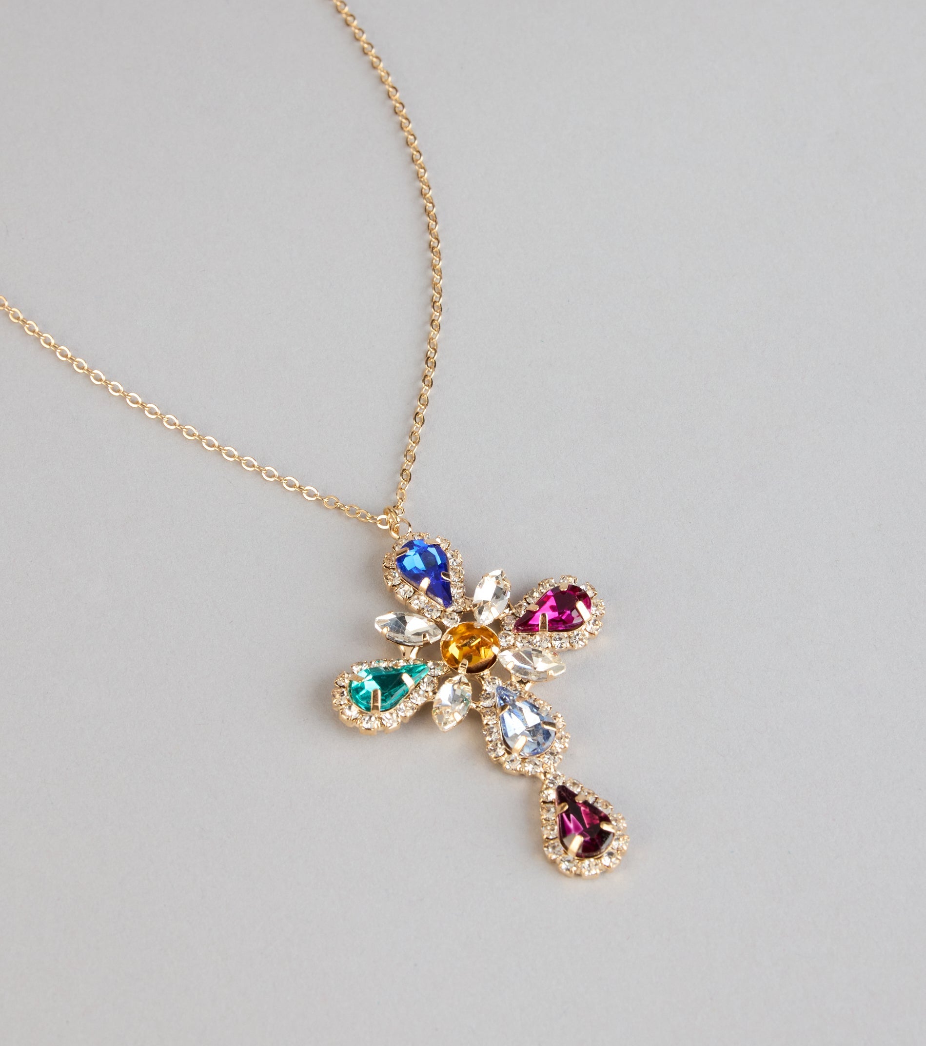 Extra In Every Way Gemstone Cross Necklace