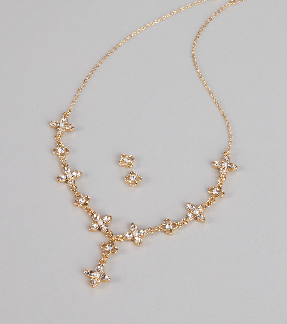 Petal Shimmer Rhinestone Jewelry Set