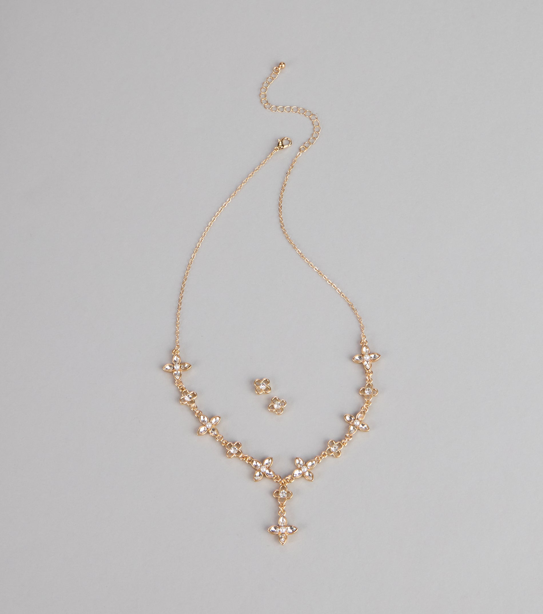 Petal Shimmer Rhinestone Jewelry Set